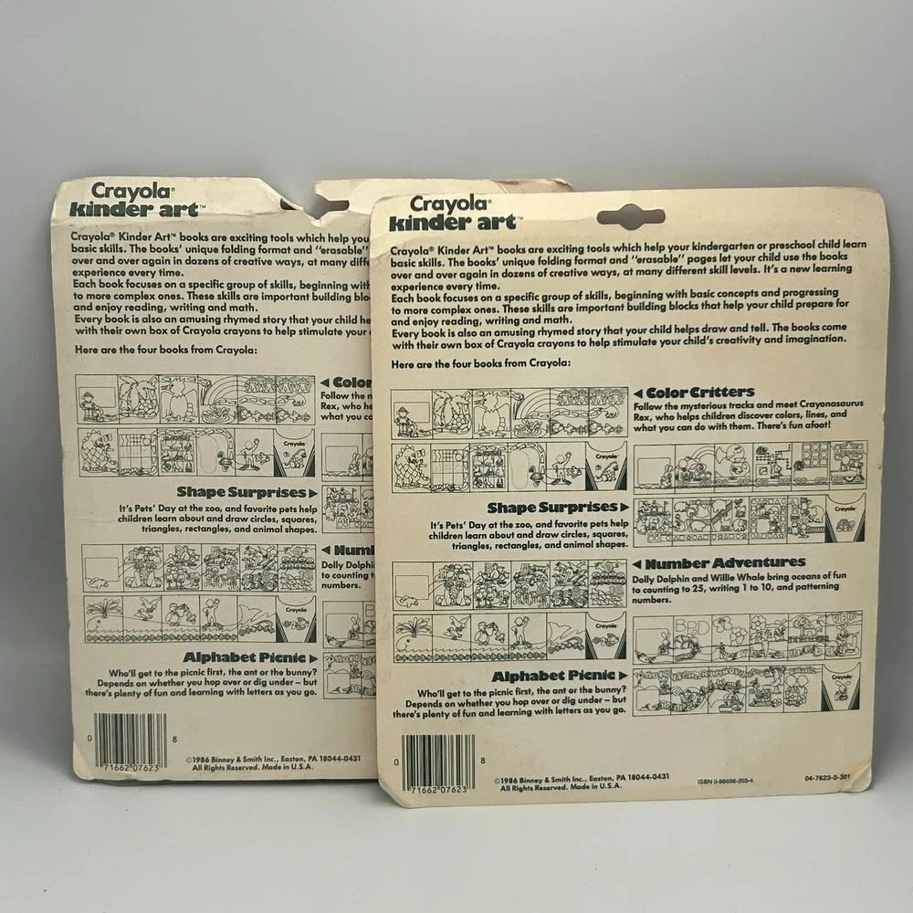 Vintage Crayola Crayons 6 Binney Smith Kinder Art Number Erasable Wipe Off 1986
